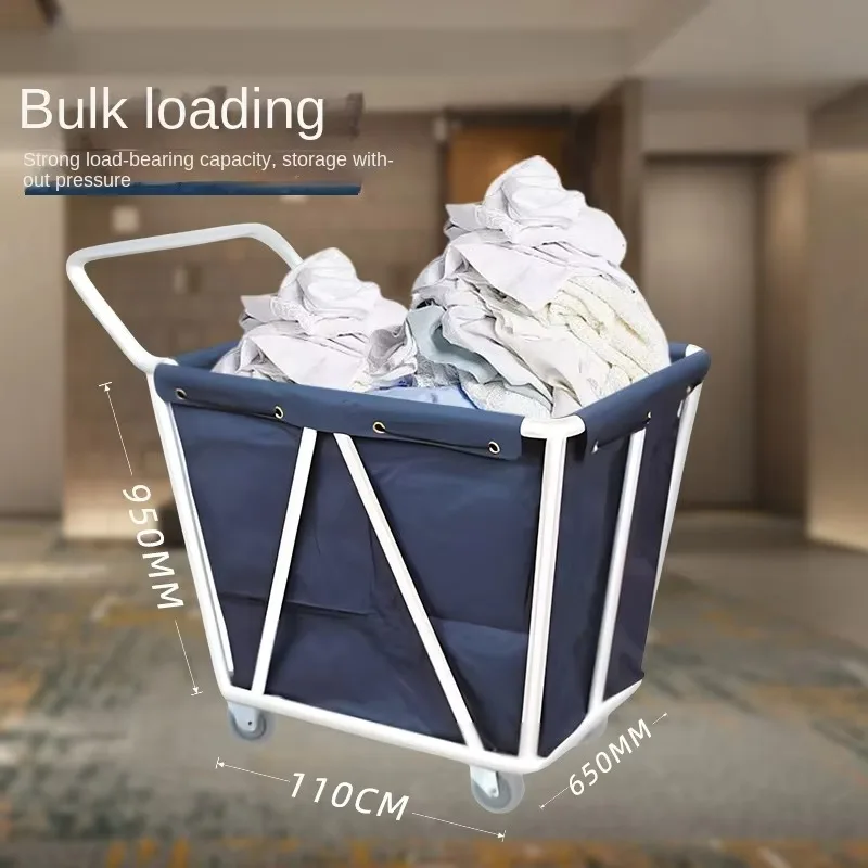 Stainless Steel Cloth Cart Tapered Design for Laundry Room Dirty Cloth Recycling Trolley Cleaning Carts