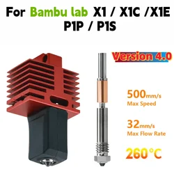 Upgrade Hotend for BambuLab P1S,P1P,X1,X1C,X1E One-piece hardened steel nozzle Hot End Kits 4.0 3D printer accessories