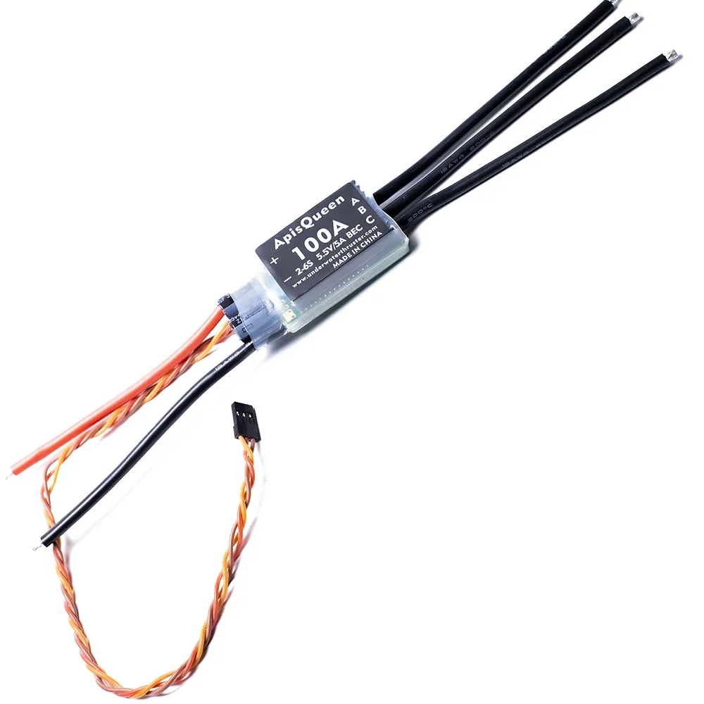 UniFlyApisQueen 2-6S 100A Splash-Resistant Non-Waterproof ESC 5.5V 3A BEC Bidirectional PWM Controller For ROV Boat Thruster