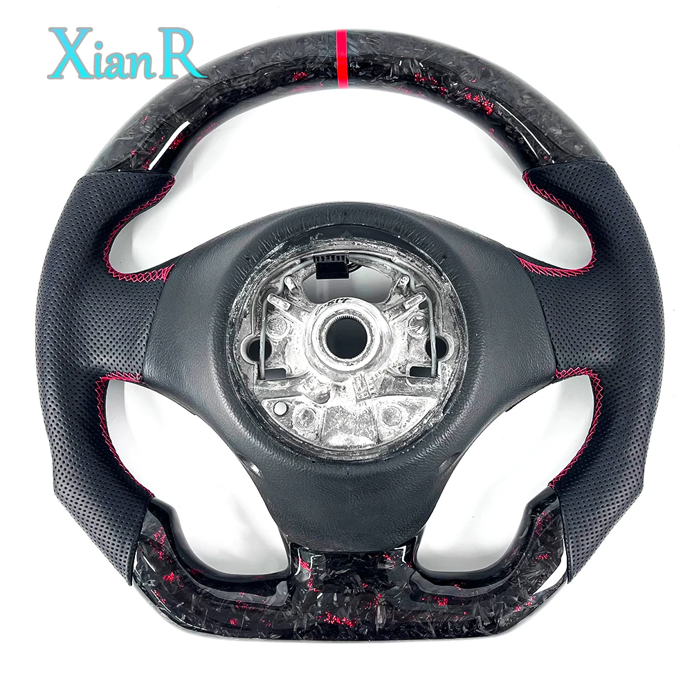 Red Forged Carbon Fiber Racing Steering Wheel Black Perforated Leather for BMW E90 E91 E92 E93 E60 E70 view 6