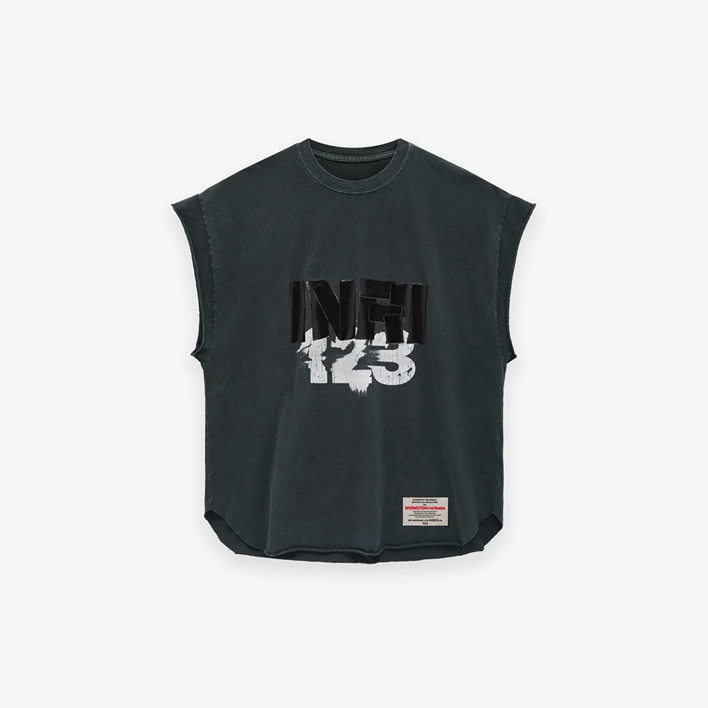 24ss New Arrive RRR123 Inri Cut Off Tee Men Women Hip hop Streetwear Loose Cotton Vest Fashion Streetwear Sleeveless T shirt