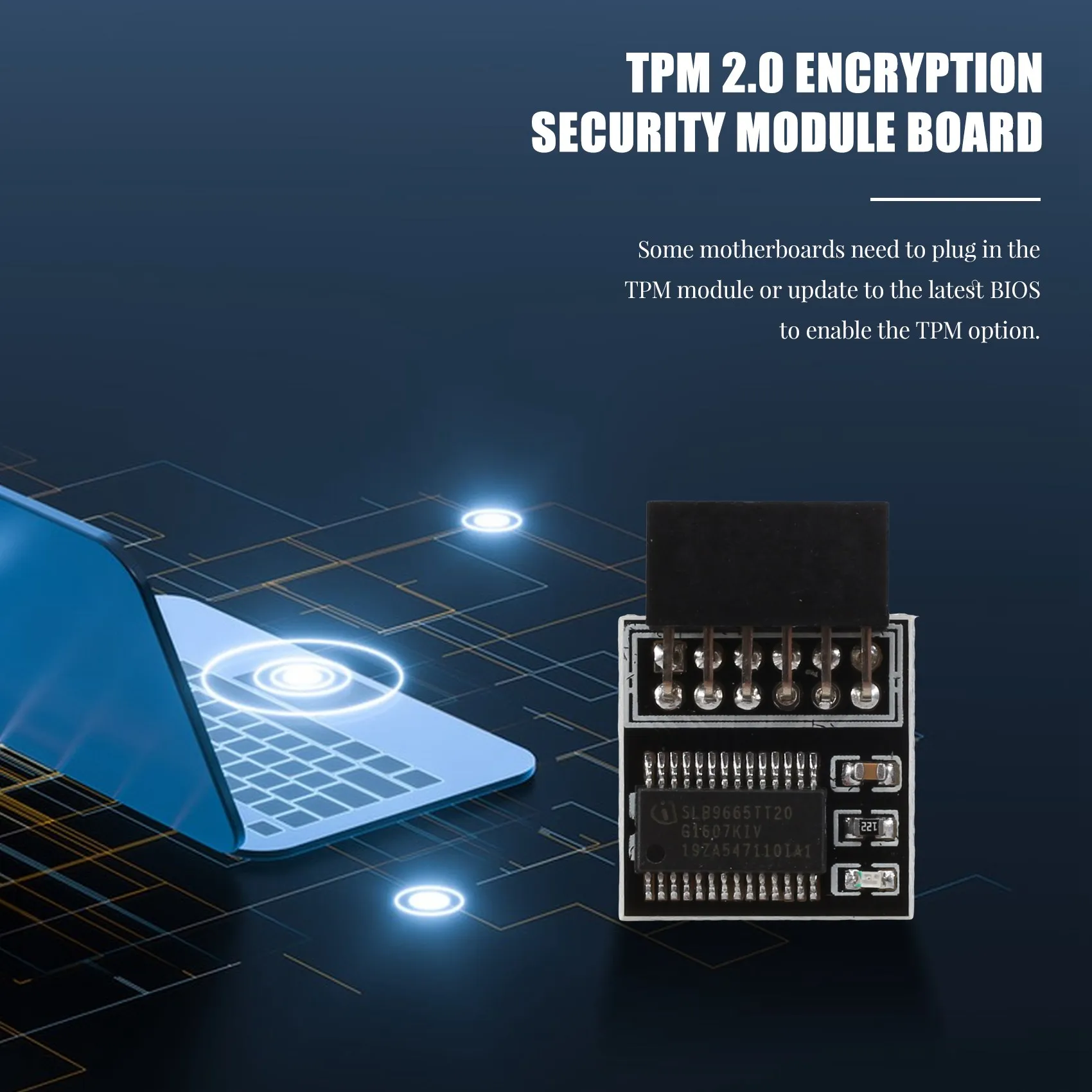 Tech de LPC-12PIN de carte à distance pour GIGABYTE, technologie de sécurité de cryptage TPM 2.0, LPC TPM2.0, 12 broches