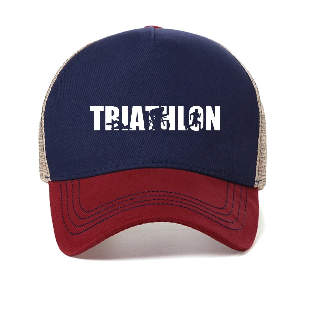 

Triathlon Swim Bike Run Athlete Sport Golf mesh baseball cap Summer Men Adjustable sports sun hat fashion Cool Snapback hats