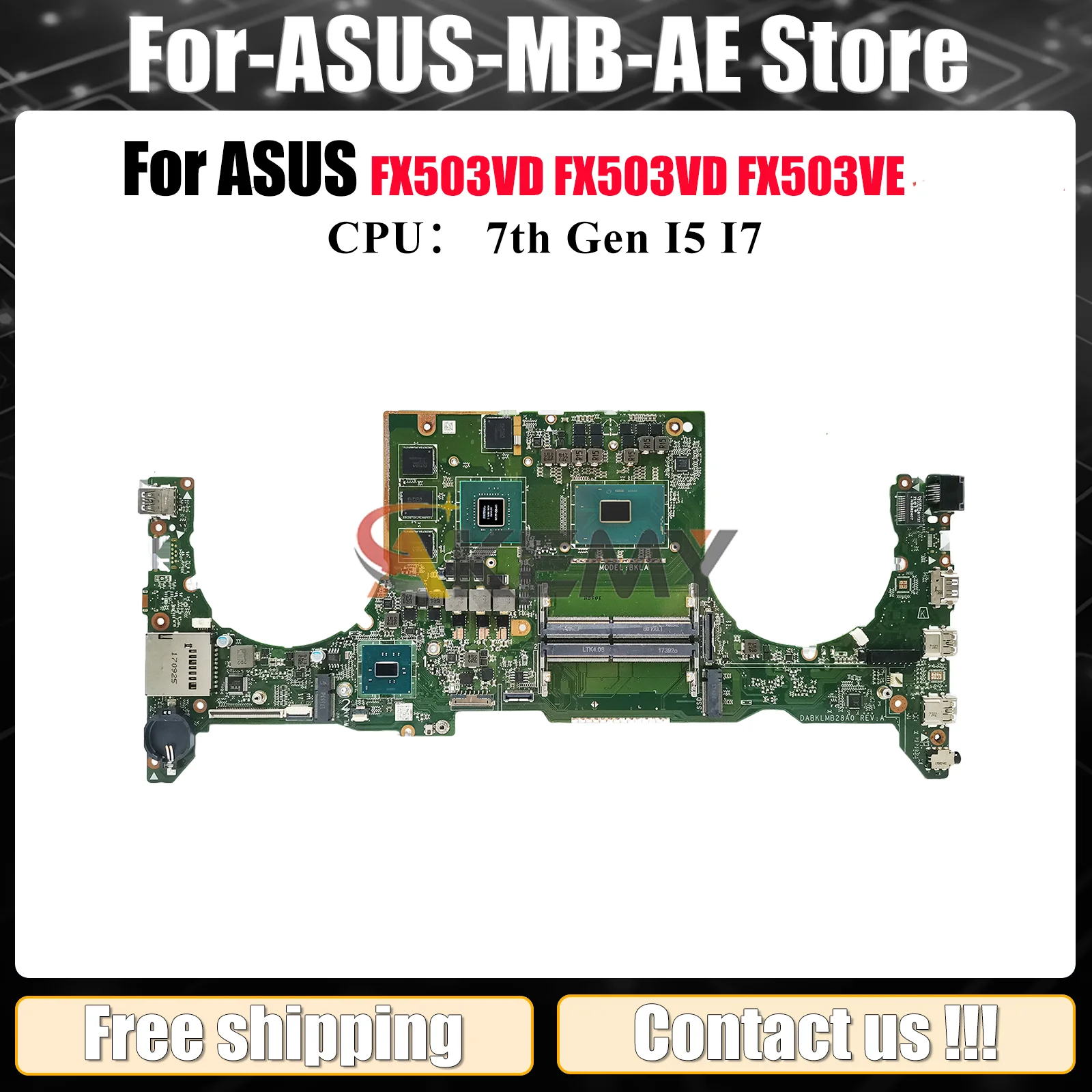 FX503VD Laptop Motherboard For ASUS TUF Gaming FX503VD FX503VE FX503V Notebook Mainboard With I5 I7 CPU 100% tests OK fast ship