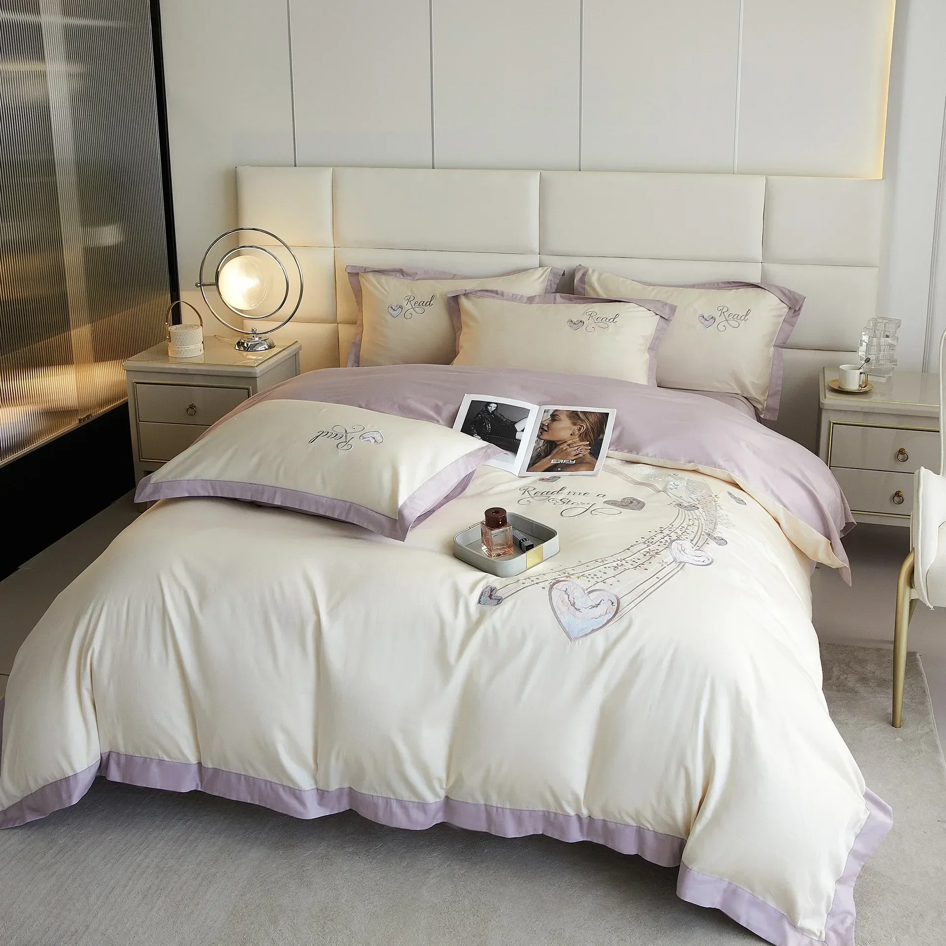 Girly Heart Simple Light Luxury And Senior Sense Cotton Spring And Summer Bedding Four-piece Set