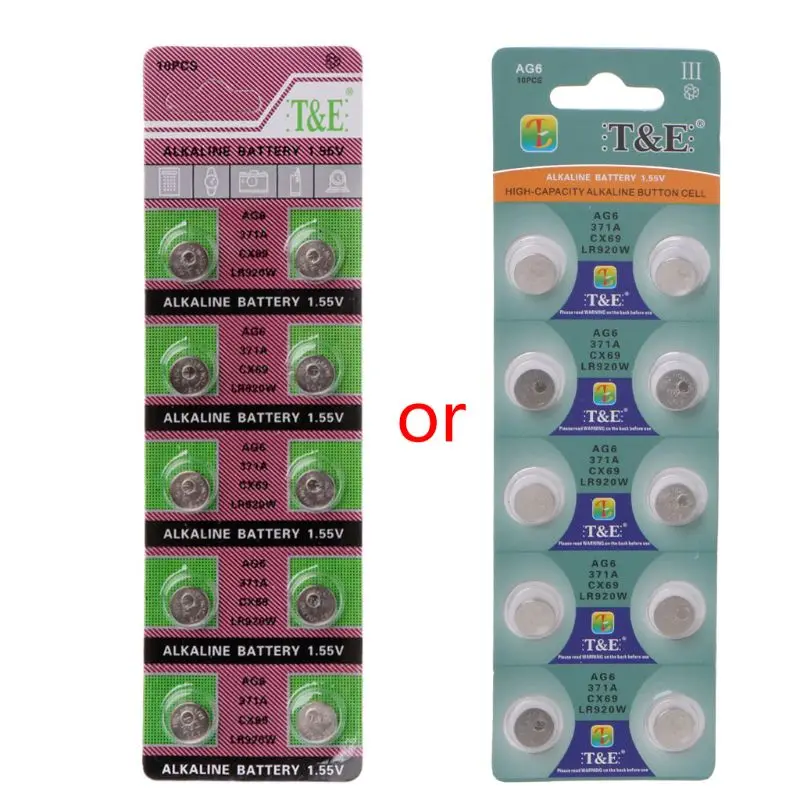 Piles alcalines AG6 1.55V, 10 pièces, 32GC, 371 SR920SW LR920 SR927 171 370 L921 LR69 SR920, piles de montre