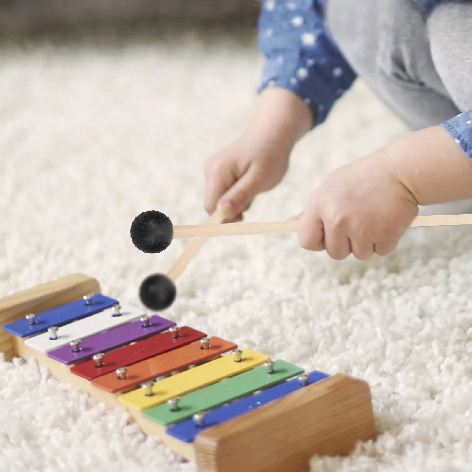 

Ethereal Drum Stick Tongue Sticks Percussion Marimba Hammer Black Wooden Child Premium Material Smooth Surface Durable