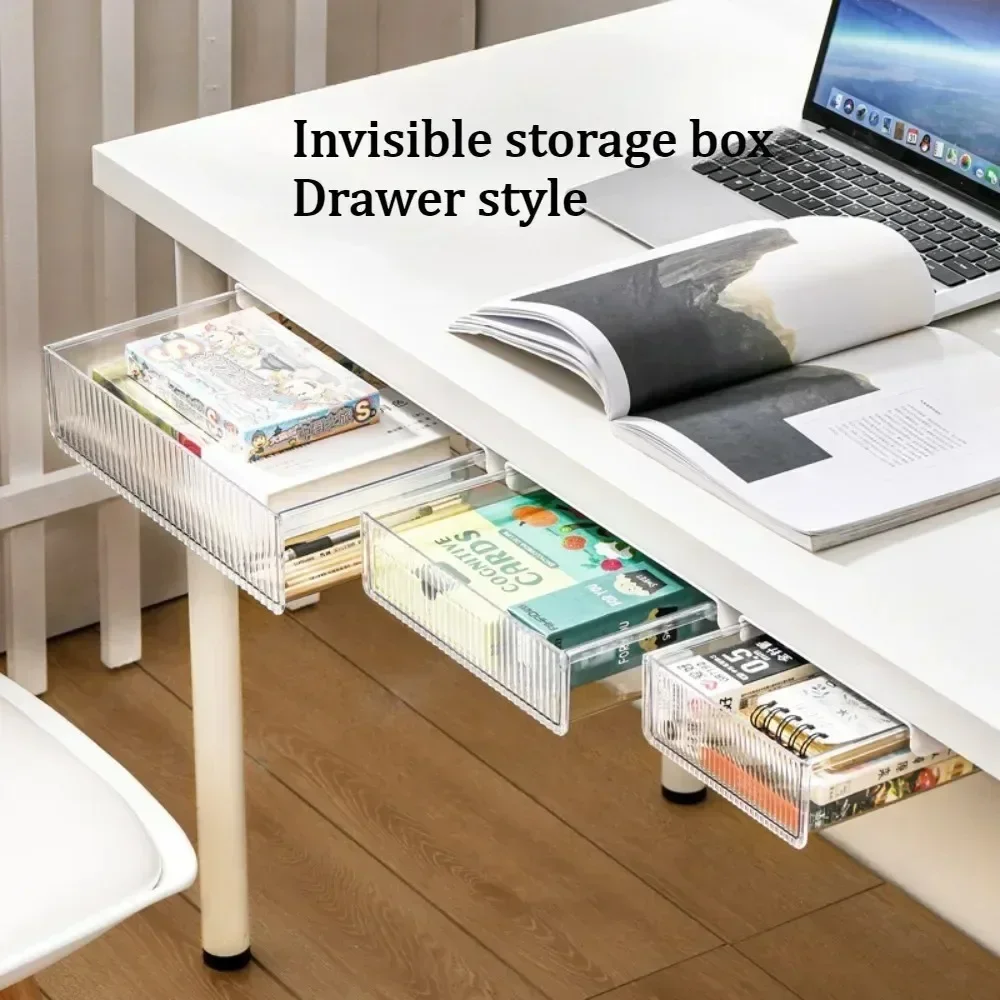 Nice Invisible Storage Box Under The Table Drawer Style Storage Box Office Organizer Box Large Capacity Stationery Storage Conta