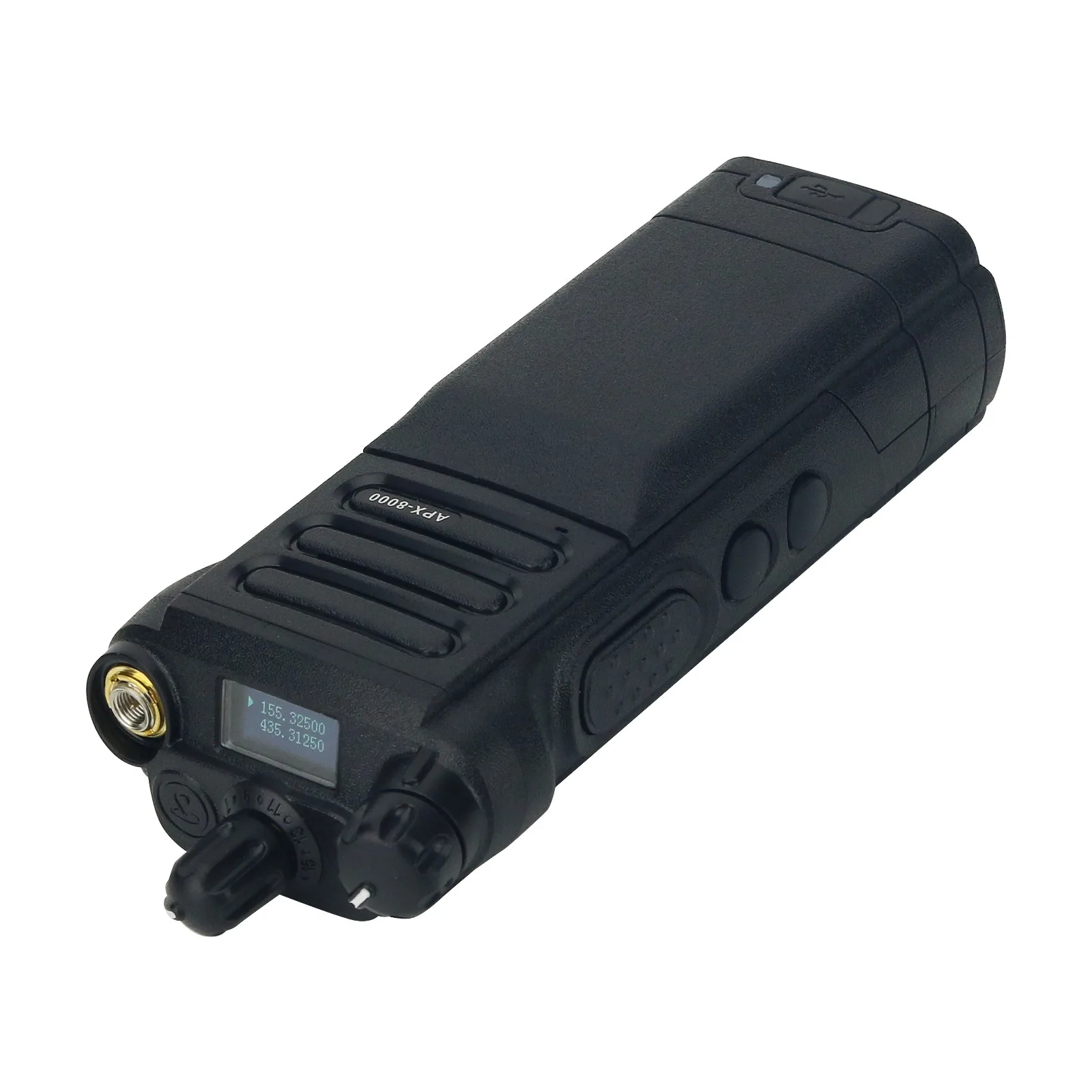 HAMGEEK APX-8000 12W Dual Band SDR Radio Receiver VHF UHF Transceiver Walkie Talkie (Black) Dual PTT with Handheld Microphone