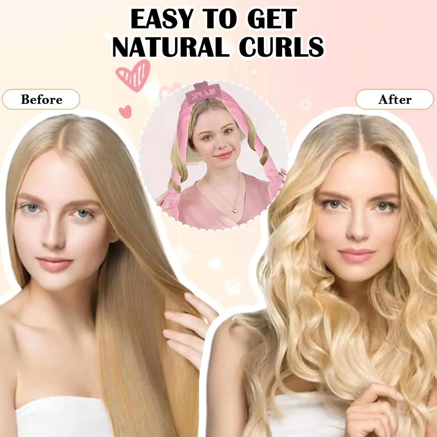 No Heat Curling Headband Hair Curlers Curls Headband 70" Miękka lokówka do włosów dla kobiet i dziewcząt Long Wave Curl Hair Rollers 6PCS Set