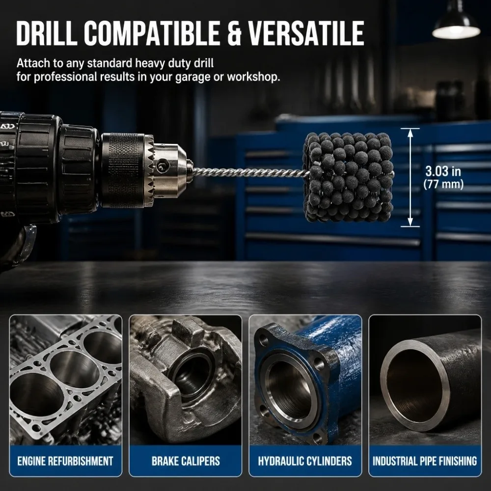 Flexible 240 Grit Cylinder Hone Tool Flexible Ball Resilient Ball Engine Hone Bore Refinishing Brush Engine