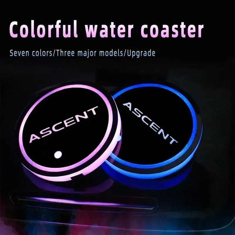 LED Car Coaster Light for Subaru Ascent Logo WRX BRZ DRL XV Outback Legacy Auto Water Cup Holder Mat Ambient Lamp Decoration