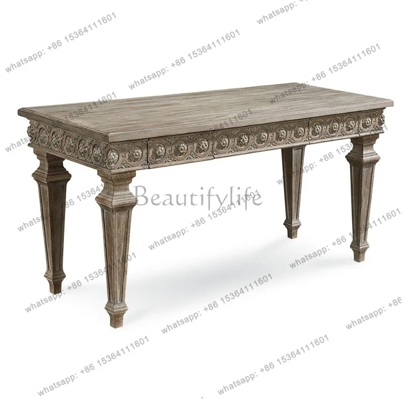 

XX American French oak solid wood carving flower computer desk desk