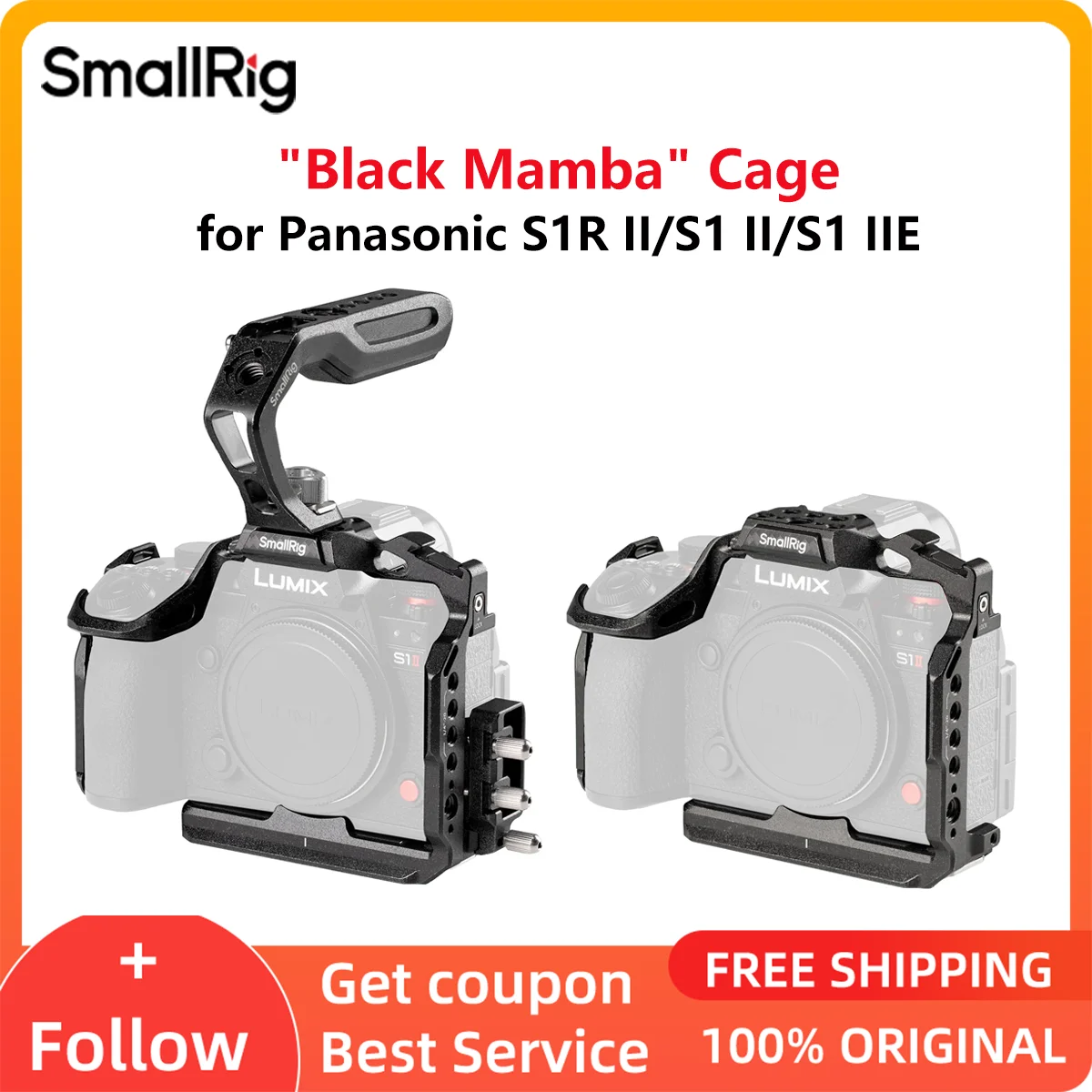 قفص كاميرا SmallRig "Black Mamba" مع مشبك كابل ومقبض لباناسونيك S1R II / S1 IIE نقاط تركيب متعددة