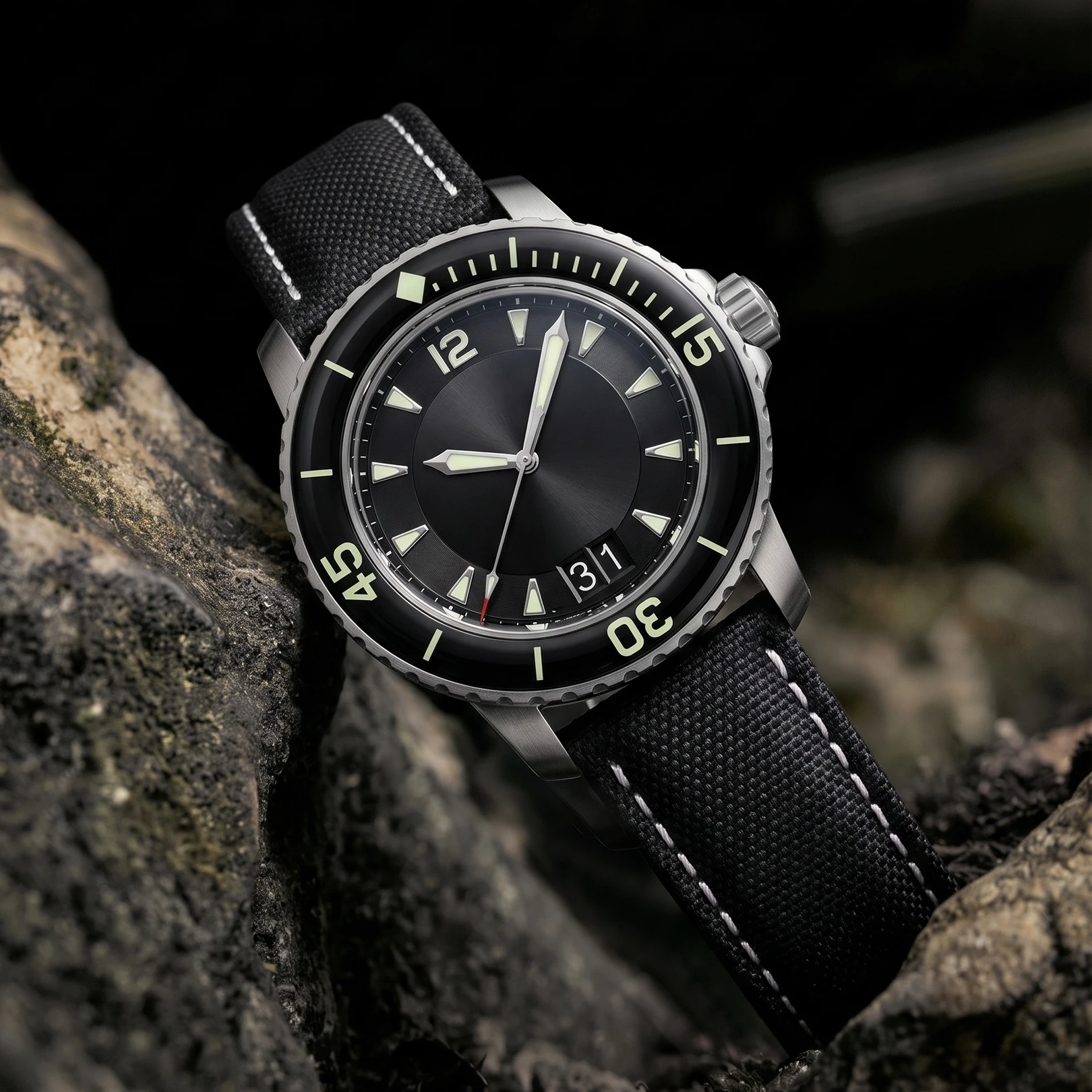 Waterproof PVC Canvas & Leather Watch Band Replacement Strap For Blancpain Fifty Fathoms Diving  22mm 23mm Universal Wristband