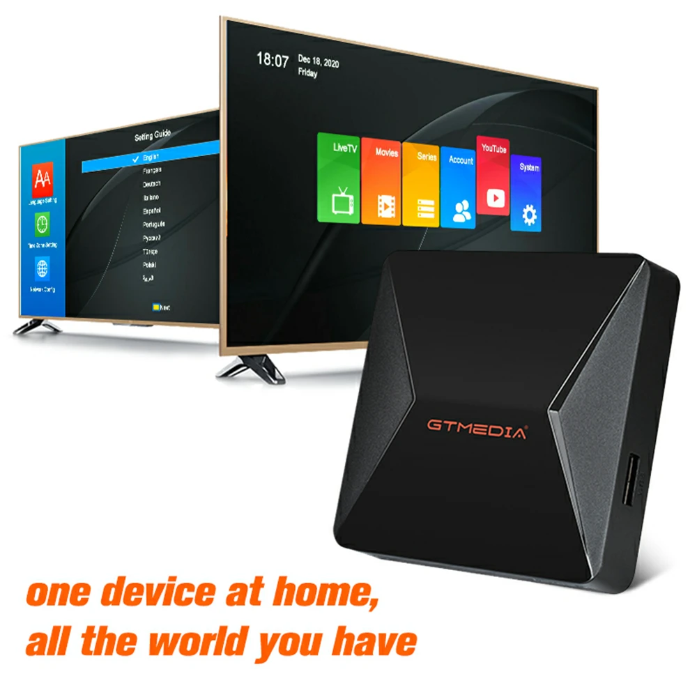GTMEDIA Ifire 2 M3U TV Box H.265 HEVC 10Bit 1080P Full HD مدمج 2.4G WIFI HDR Ethernet MPEG-4 Media Player STB Stock في إسبانيا