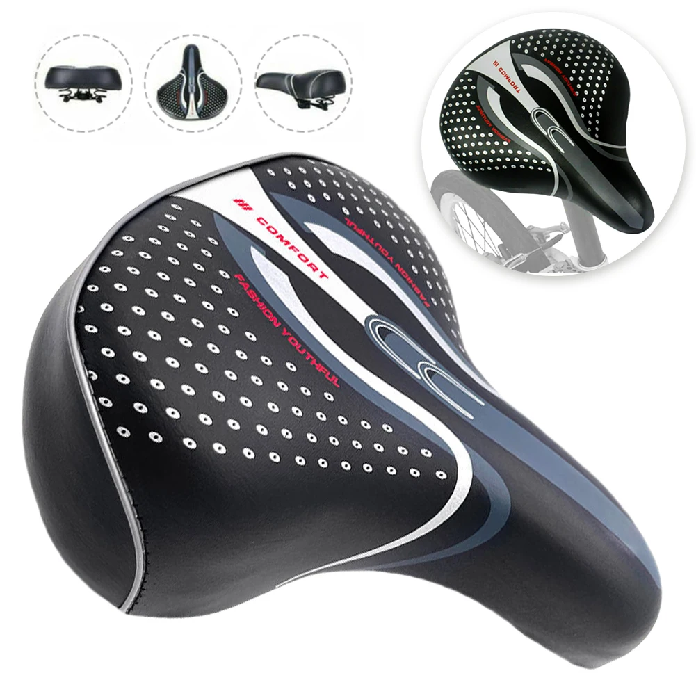 Extra Wide Bike Seat Saddles Comfort Electric Bike Suspension Shock Absorbing Road Bike Painless Seat Cover MTB Road Bike Saddle