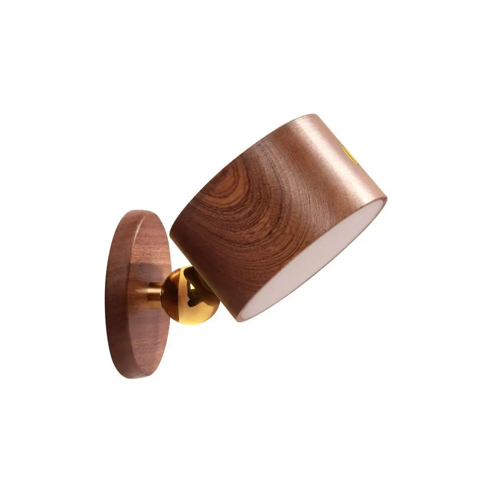 360 Rotating Wooden Wall Mounted Lamp Touch Control Dimmable LED Wall Sconce Magnetic Mountin Warm White USB Rechargeable Lamp