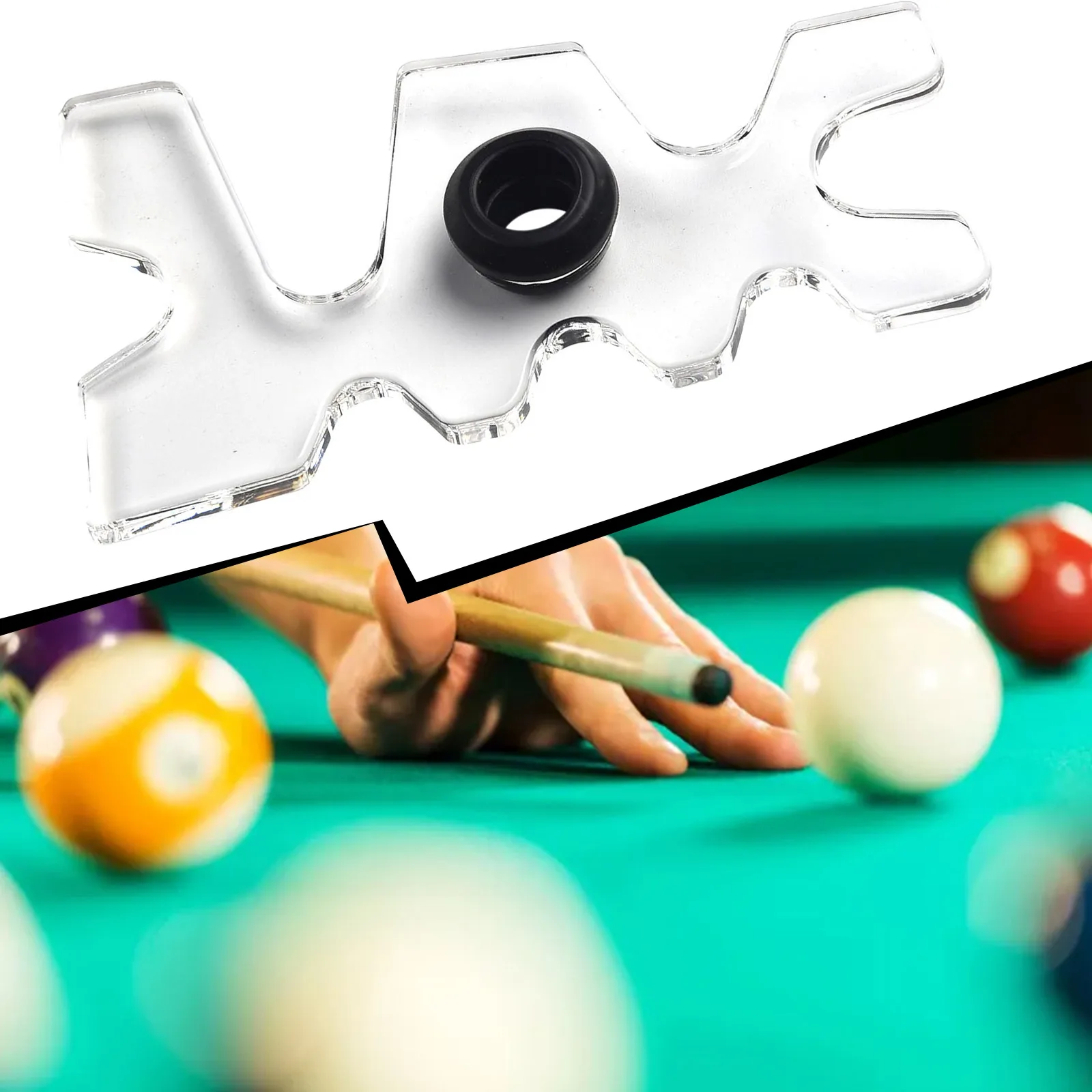 Transparent Billiard Cue Head Holder Snooker Pool Bridge Rest with Rubber Grommets and Customizable Positioning