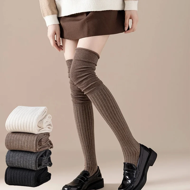 1-10Pairs جوارب طويلة إلى الركب رقيقة طويلة مكدسة الجوارب النسائية عالية بلون المرقعة الجوارب مرونة عالية جوارب الجوارب الطويلة