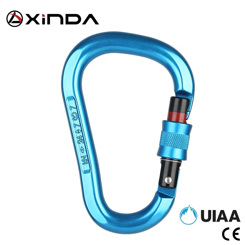 XINDA HMS 7075 hardware aluminum locking hooks climbing carabiner karabiner 24kN withlock eye