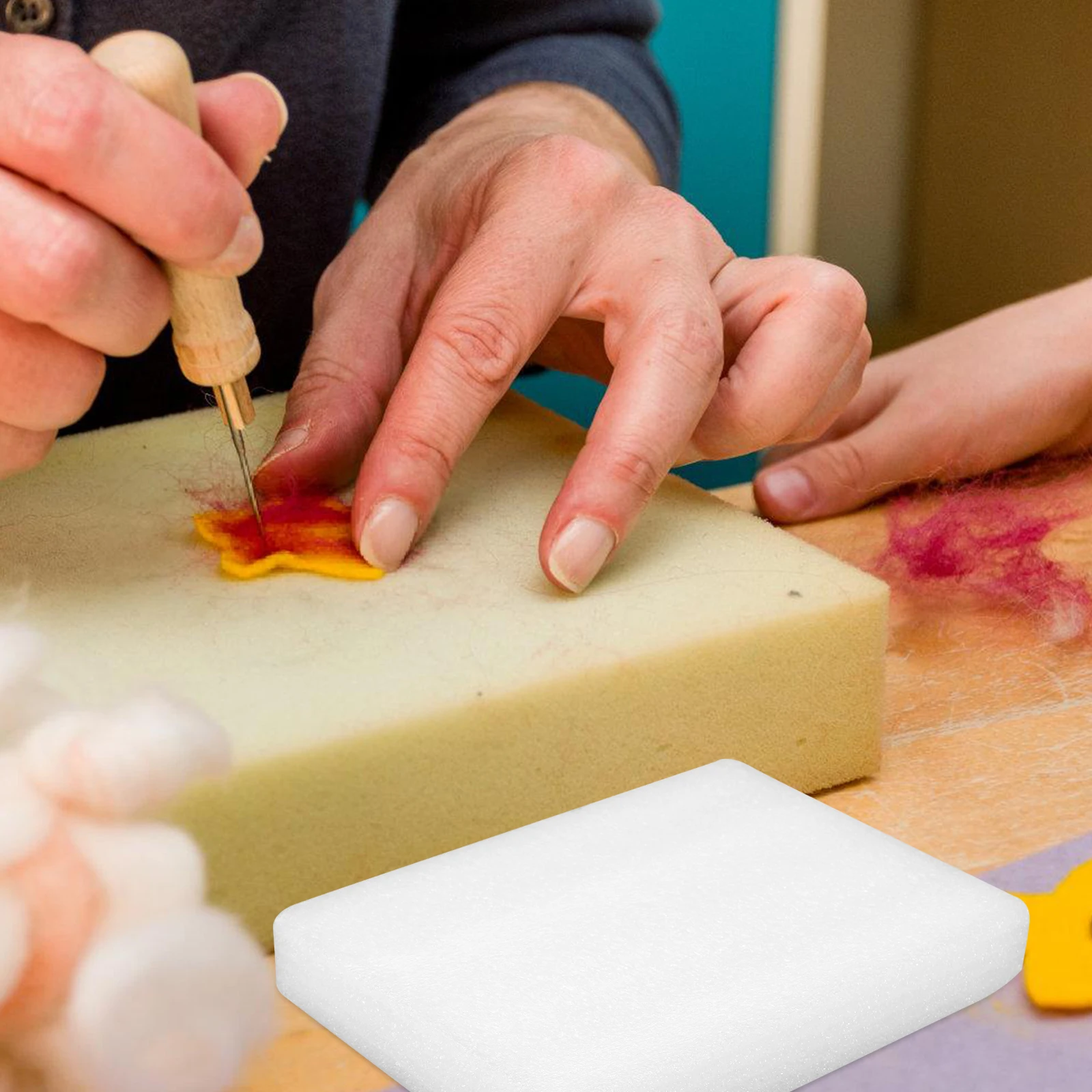 

6Pcs Flat Panel Wool Felting Foams Cushion No Marks After Multiple Needle Sticks White Wool Felting Foams Cushions