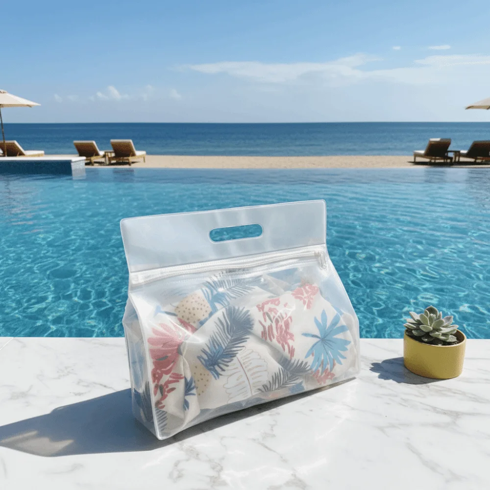 Wet and Dry Separation Travel Toiletries Bag Moisture-Proof Features Thickened Material Waterproof Swimming Bag Zipper