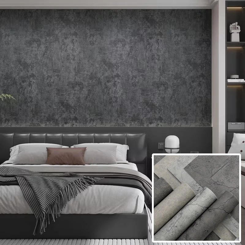 Peel and Stick Wallpaper Artificial Gray Concrete Contact Paper Vinyl Self-Adhesive Matte Gray Cement Wallpapers Tile Stickers