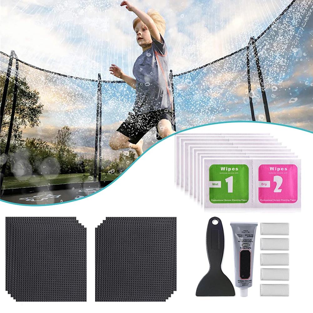 Trampoline Patch Repair Kit 4x4inch Waterproof Square Trampoline Mat Repair Set for Fixing Most Types Of Holes And Tears