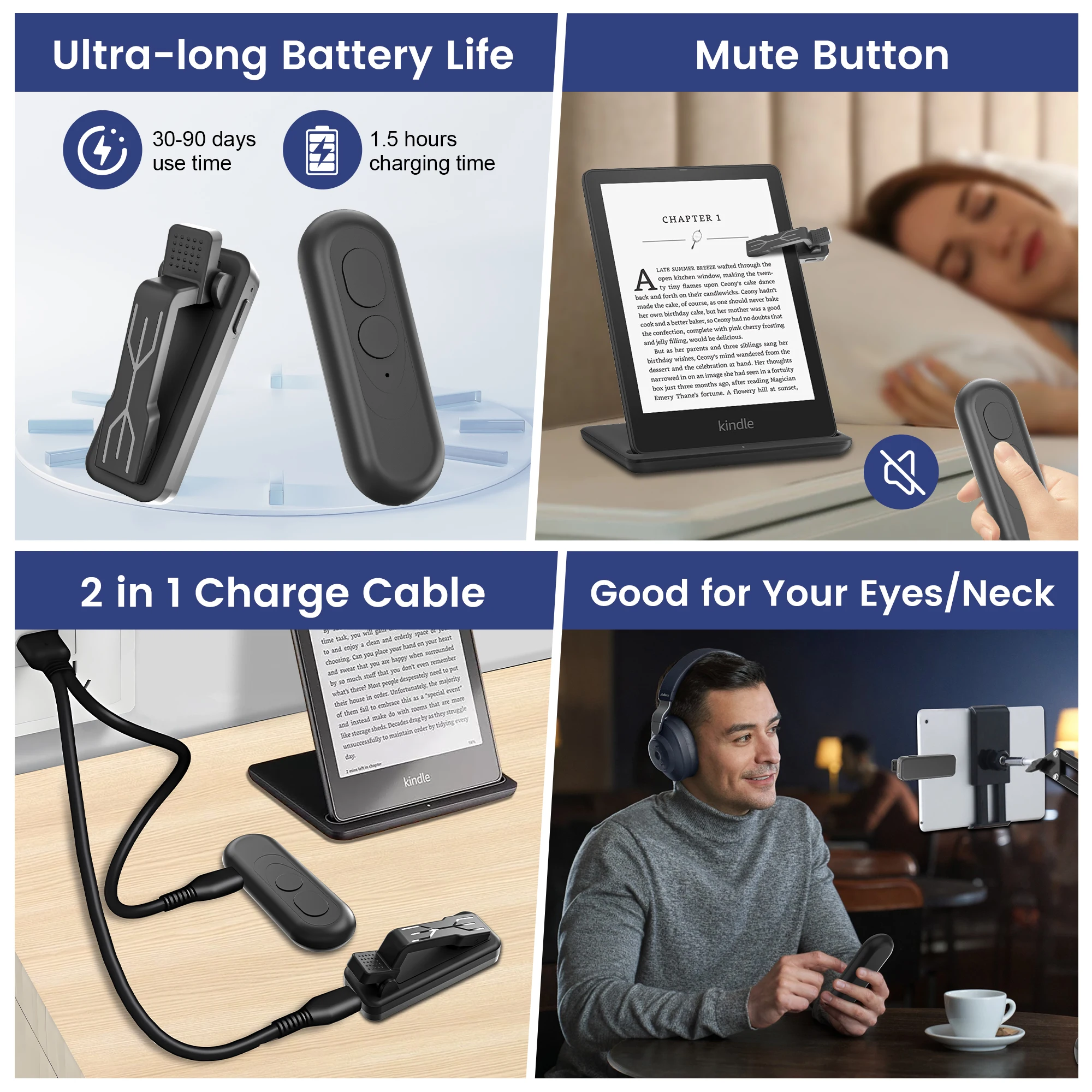 RF Remote Control Page Turner Phone Camera Video Record Shutter for iphone ipad Android Kindle Kobo EReaders Remote Clicker