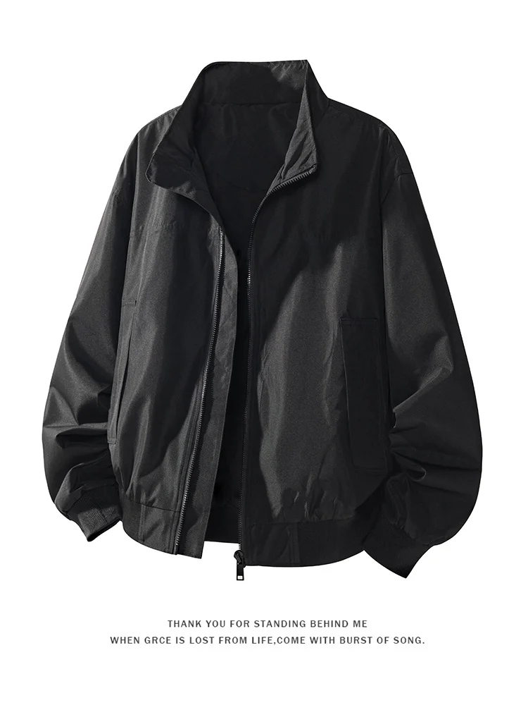 

American Retro Stand Collar Casual Jaet Men's Autumn Winter New Loose Windproof Faion High-End Feeling Upper Apparel