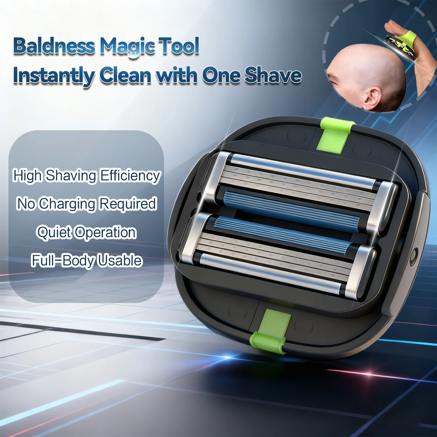 RZACLEA Men Convenient Multi-Blade Shaver: Effortless Bald Head & Body Hair Grooming For Unisex Washable Shave Clean One Strok