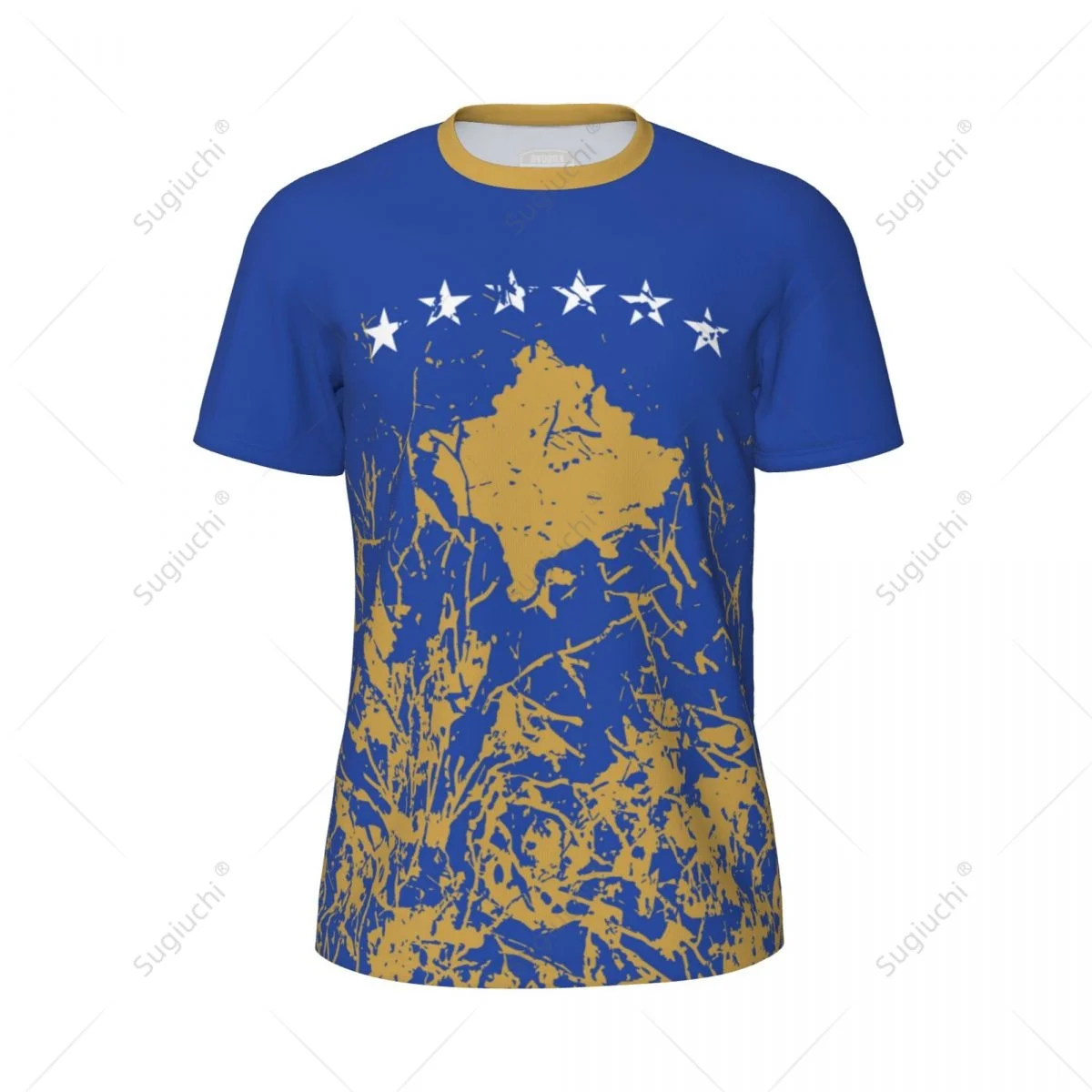 Exclusive design Kosovo Flag Grain 3D Printed Men For Running Bike Soccer Tennis Fitness Sports tshirt Mesh Fans Short T-shirt