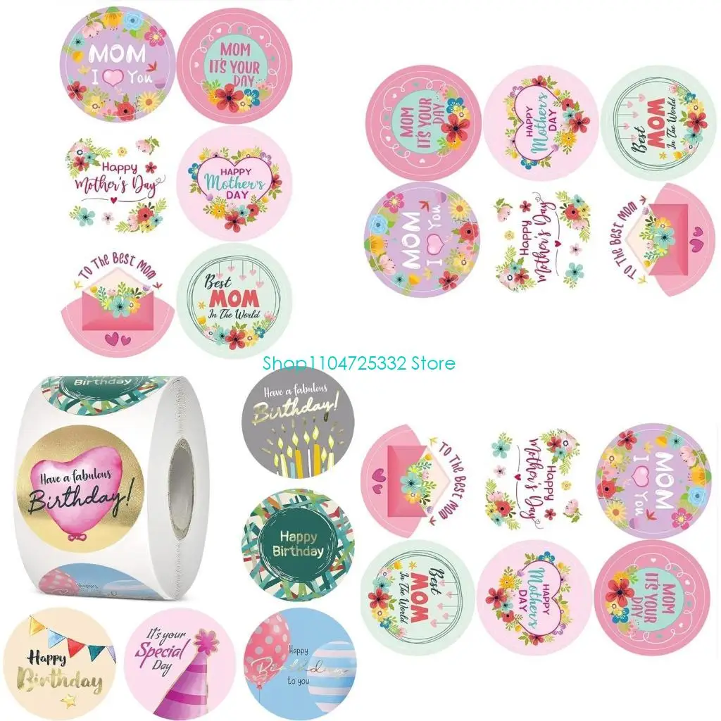 

P5EA 500Pcs Happy Mother's Day Decorative Sticker 1Inch Packaging Sticker Wrapping Labels for Seal Envelope Card Wrapping