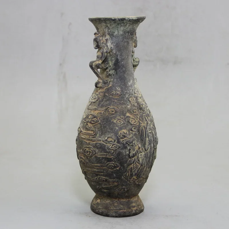 Bronze Collection Vase Carved Guanyin Bodhisattva Decoration Zhenzhai Decoration