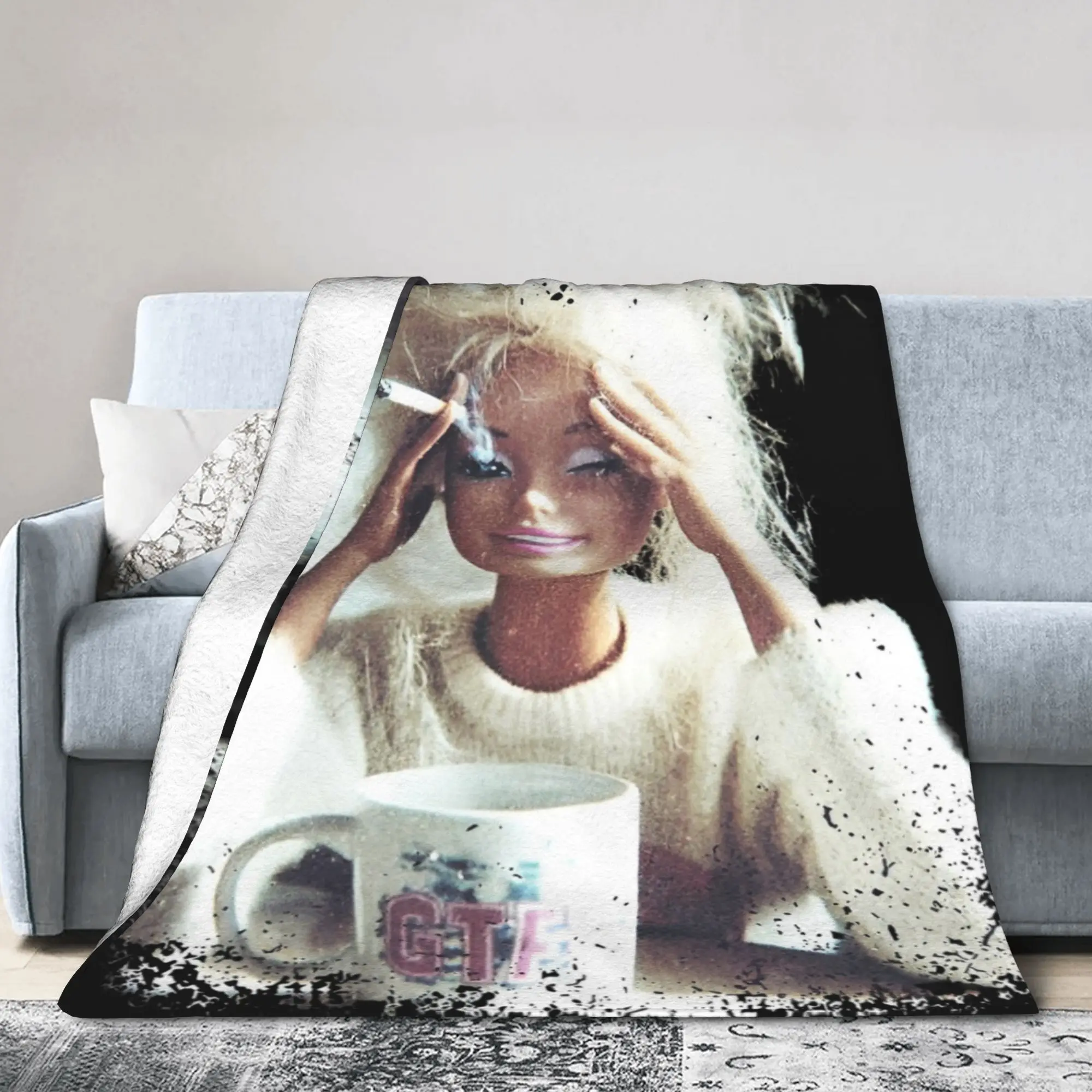 Blonde Doll Disheveled Doll Merch Blankets Soft Flannel  Throw Blankets Cozy Bedspreads