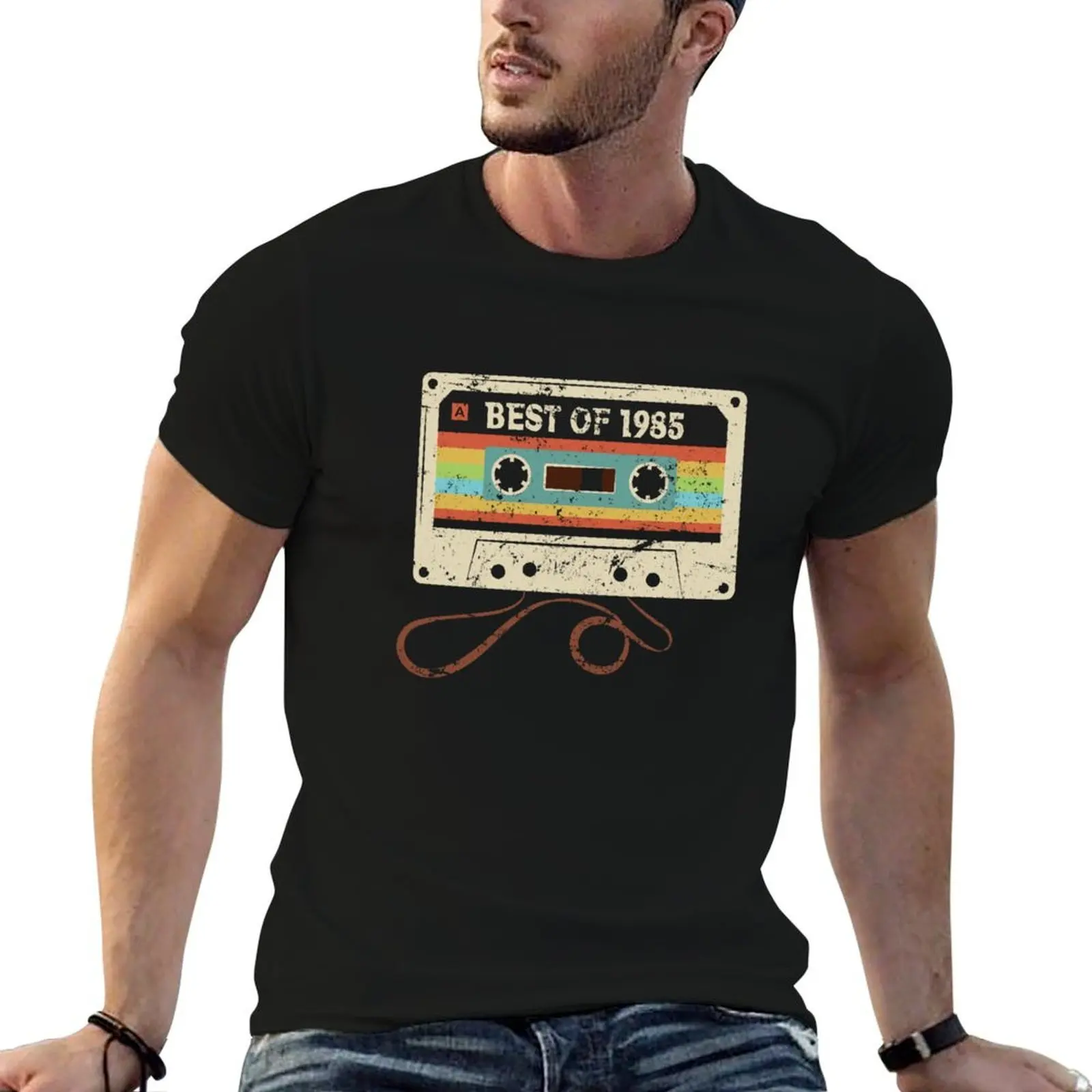 

shirt man Best man Old t 40 quality Vintage high Funny Cassette of shirts brand summer t Year 1985 luxury T-Shirt