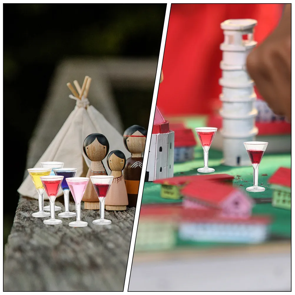 

12Pcs Miniature Cocktail Glasses Resin Craft Smooth Surface Clear Look for Dollhouse Decoration Mini Wine Goblets Micro