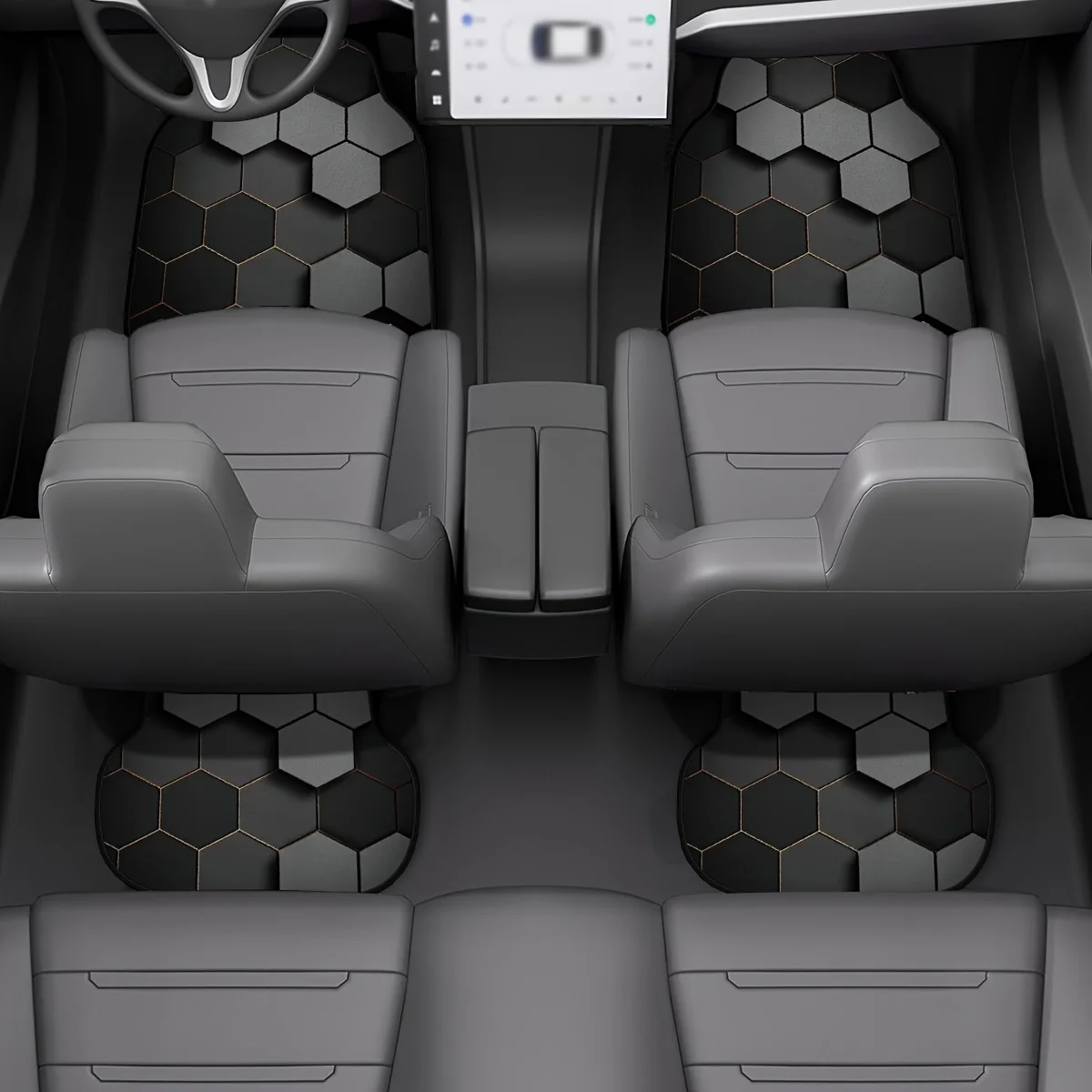 

4pcs Hexagonal Pattern Car Floor Mats, Universal Fit For Interior Use, Easy To Clean, Suitable For Men And Women, Model Universa