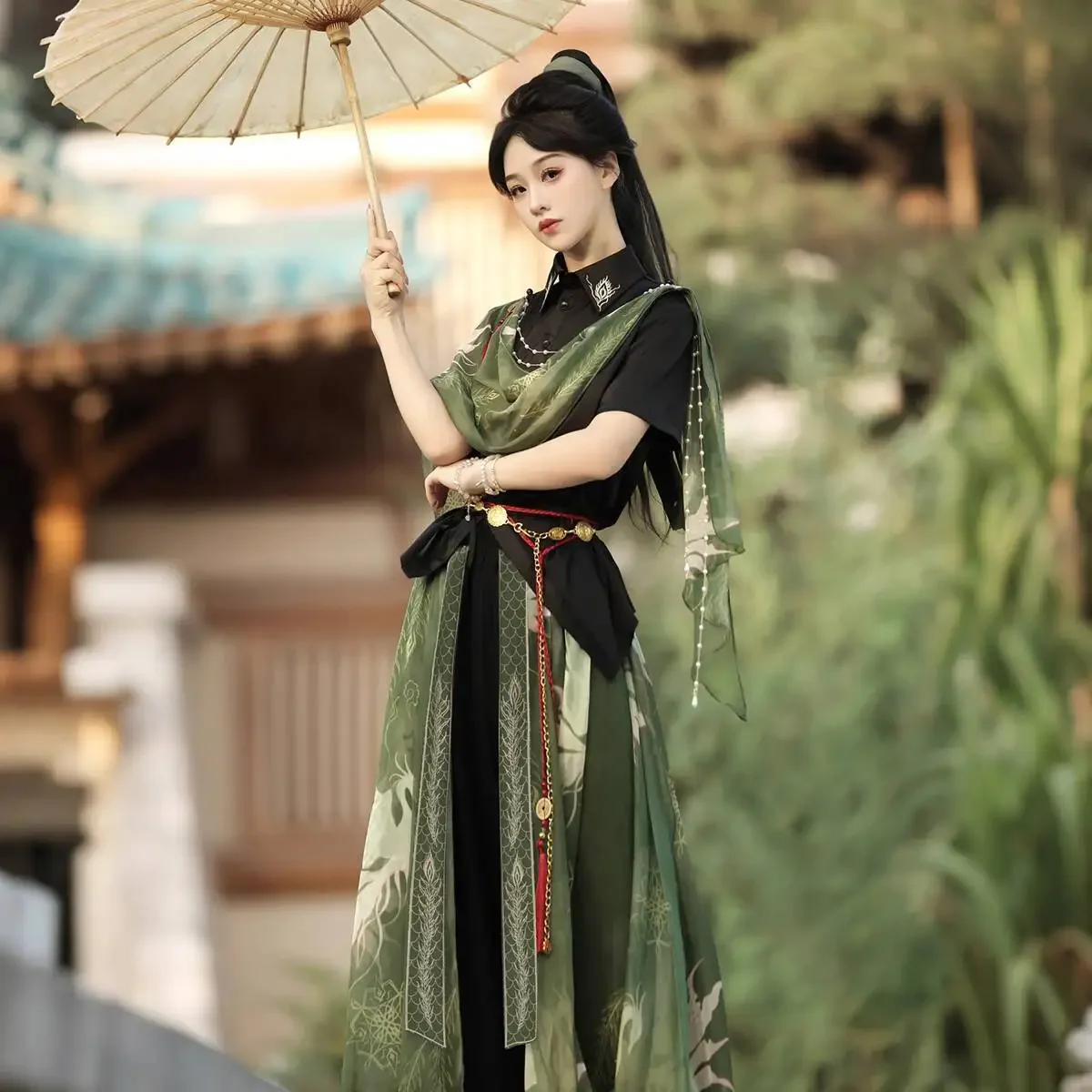 

Hanfu Carnival Halloween Cosplay New Chinese Style Design Guofeng Han Elements Teenager Chivalrous Expert Shirt Lantern Pants