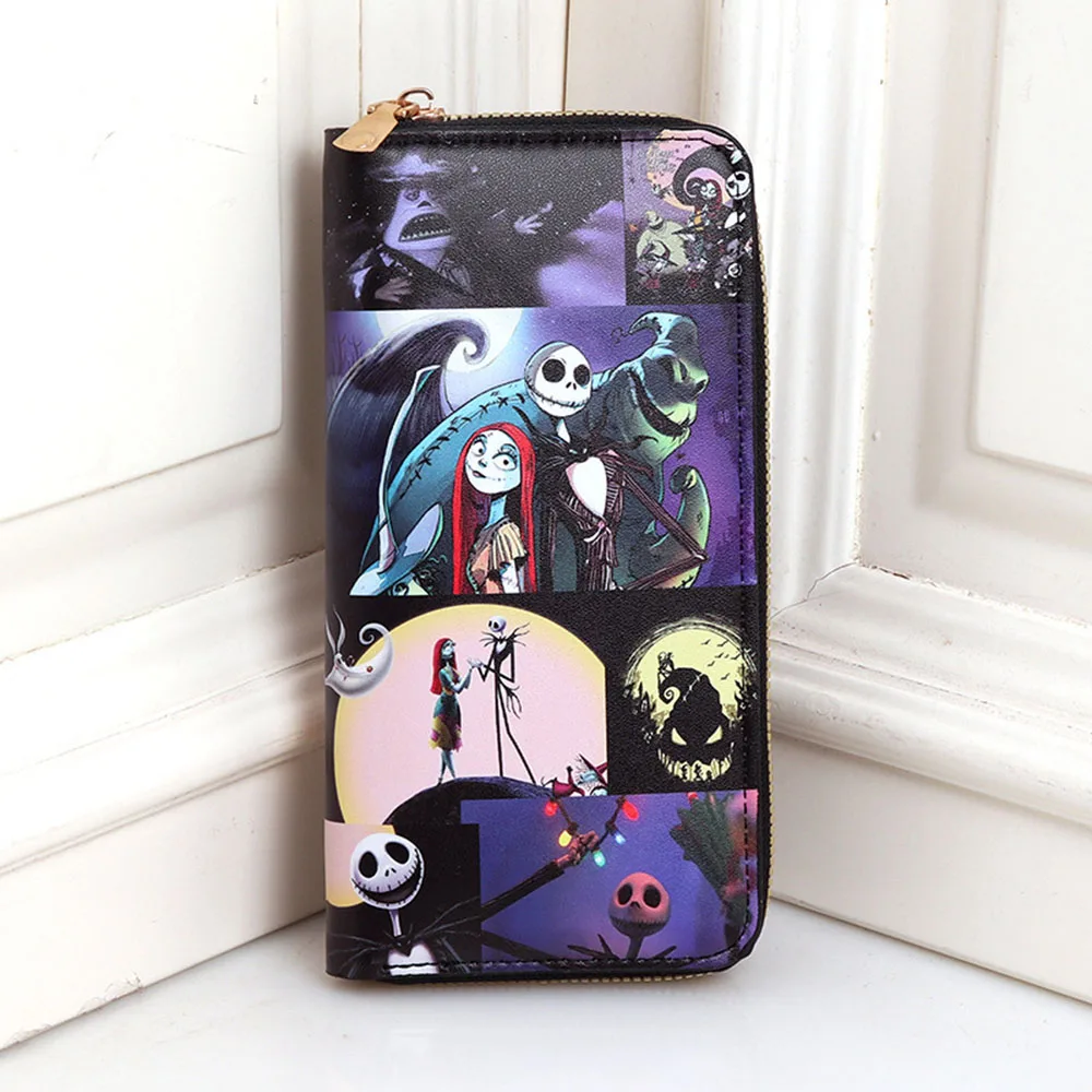 New Nightmare Before Christmas Jack Skellington Sally Wallet Cartoon Print Multifunctional Skull Coin Purse Kids Gift Fashion