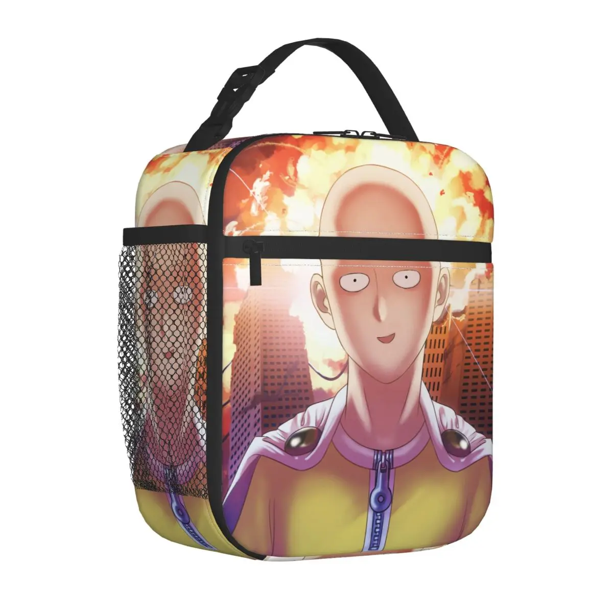 Saitama أنيمي معزول أكياس الغداء قدرة عالية واحد لكمة رجل وجبة الحاويات حقيبة للحفاظ على البرودة حمل علب الاغذية مكتب نزهة الرجال النساء