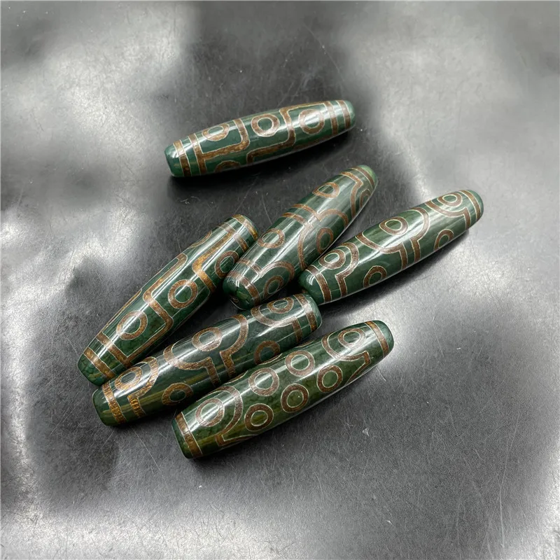 Green Large Dzi 57Mm Tibetan Old Agate Bead Loose
