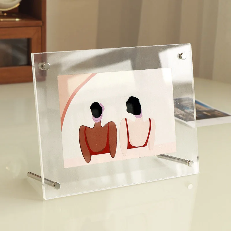 Acrylic Frame With Double-Sided Transparent 5-Inch 6-Inch 7-Inch Crystal Wall Hanging Postcard Photo Home Office Desk Decoration