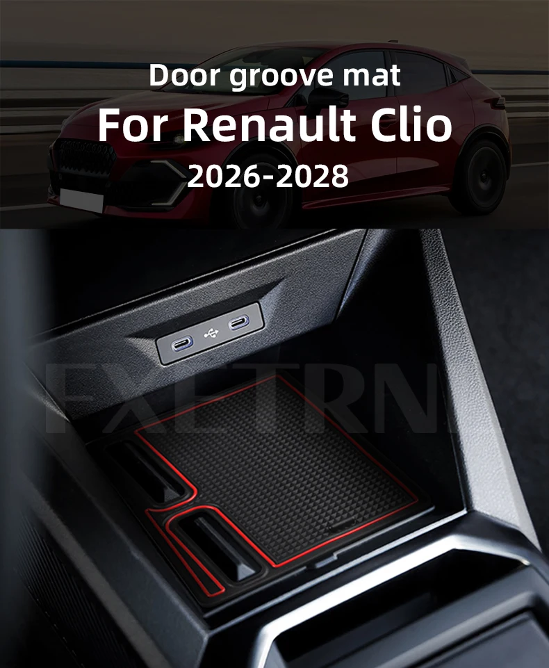 Für Renault Clio 2026 Autotür-Ablagefach-Matte Rutschfeste Türschlitz-Auflage Auto-Zubehör für Renault Clio 6 – Detail 1