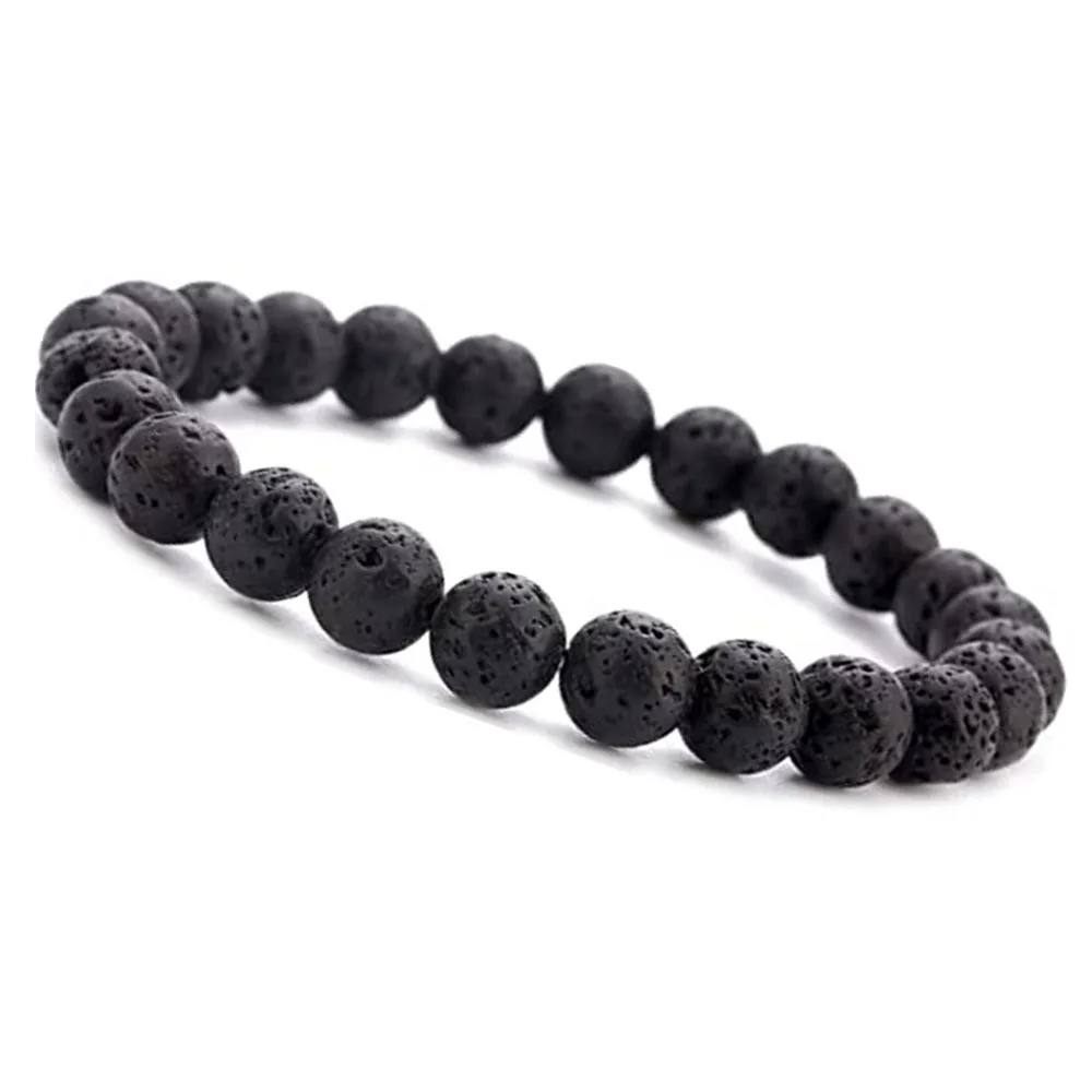 Charm Bracelet Natural Stone Beads 6/8/10mm Volcanic Lava Tiger Eye Beads Elastic Bracelets For Men Women Jewelry Pulsera Hombre