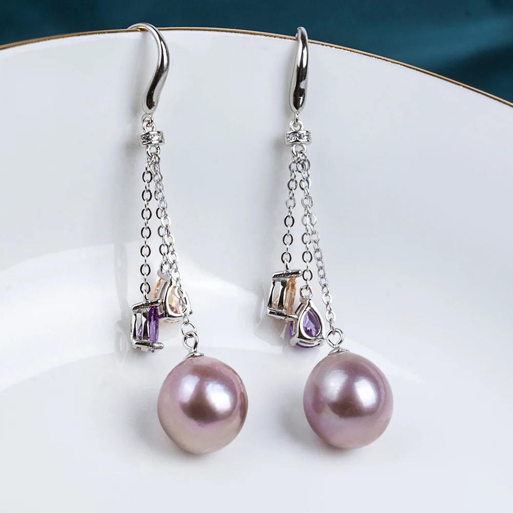 

12-14mm Big Edison Pearl Dangle Earrings, Luxury Jewelry, Gift for Mother Wife PE024