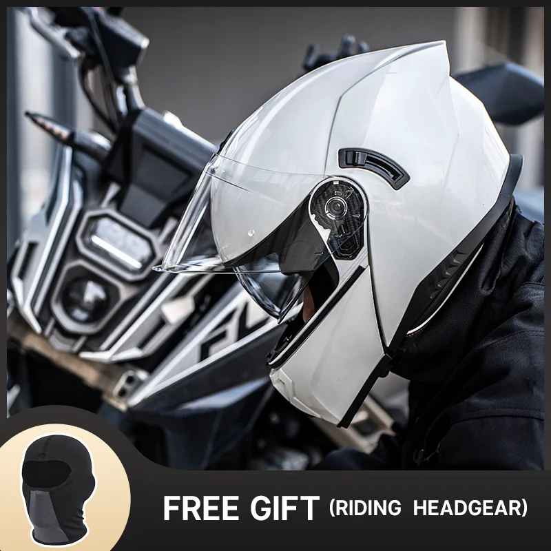 

Pearl White Flip Up Motorcycle Helmet Full face Helmet High Quality Double Lens DOT approved Moto Cascos Motociclistas Capacete