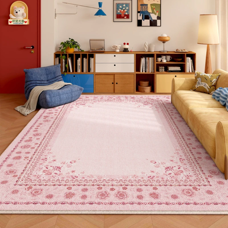 Large Area Living Room Decoration Pink Carpet Thick Plush Bedside Rug French Style Rugs for Bedroom Fluffy Soft Lounge Floor Mat