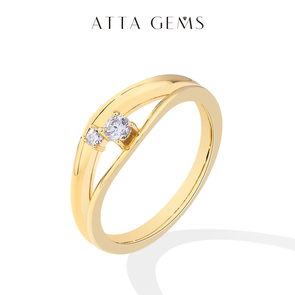 

ATTAGEMS New D VVS1 Moissanite Rings for Women S925 Sliver 18K Gold Plated Round Diamond 2-layer Engagement Wedding Jewelry Gift